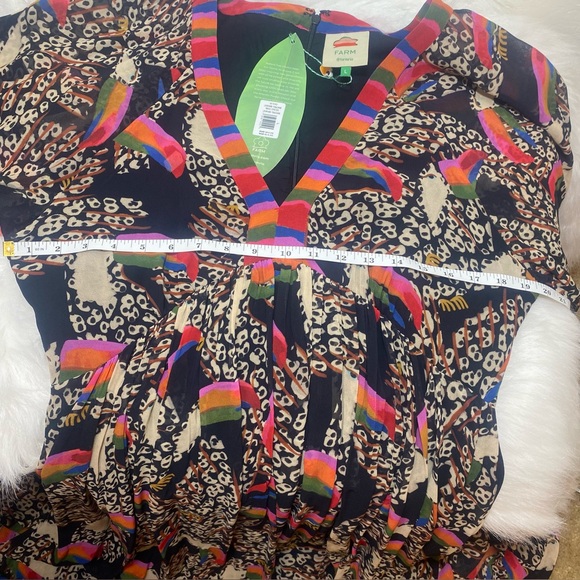 FARM Rio Leopard Toucans Vibrant Long Sleeve Maxi Dress NWT Sz L - Picture 9 of 11